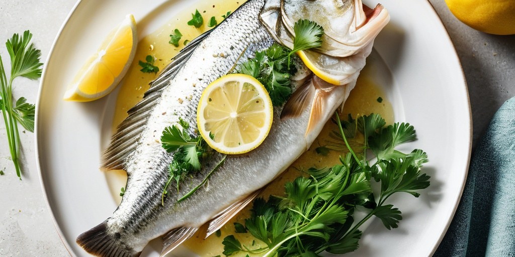 Pan-fried sea bass with lemon