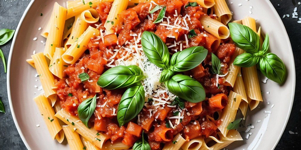 Simple tomato and basil pasta